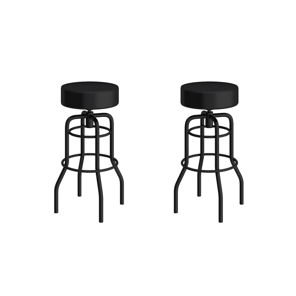 Conjunto 2 Banquetas de Aço 70cm Giratória Paris Preto