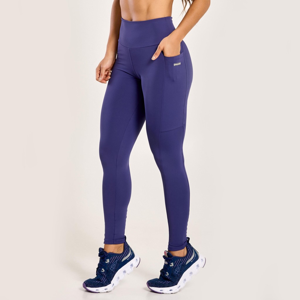 Legging Essential Azul Dusk Poliamida Com Bolso