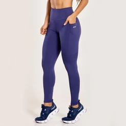 Legging Essential Azul Dusk Poliamida Com Bolso