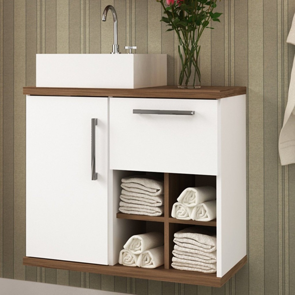 Gabinete para Banheiro 1 Porta 1 Gaveta 4 Nichos Veneza em Oferta na Shopee
