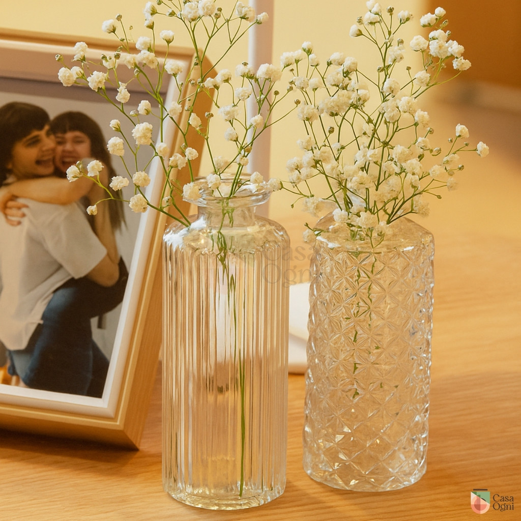 Vaso Pequeno Vidro Para Plantas Mini Vasinho Flores e Rosas Decorativos Lapidado ou Canelado 9,5cm