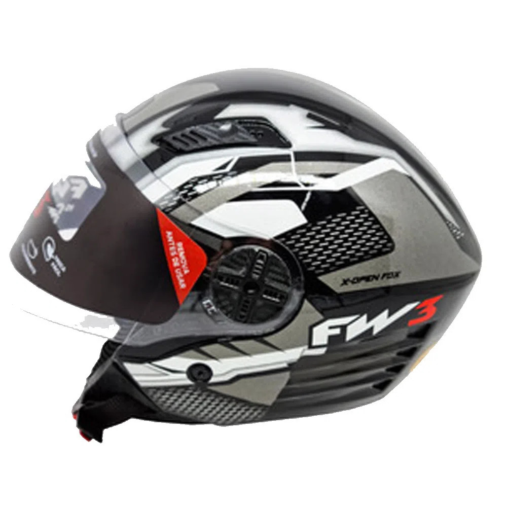 CAPACETE FW3 X OPEN UP FOX ABERTO CINZA em Oferta na Shopee