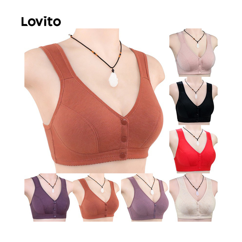 Lovito Sutiã Bralette Compatível com a Pele Sem Fio com Empurrador Respirável e Macio para Mulheres LCS25A12 em Oferta na Shopee