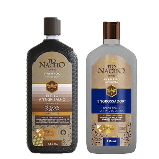 Kit Tio Nacho Shampoo Antigrisalho + Tio Nacho Shampoo Engrossador 415ml em Oferta na Shopee