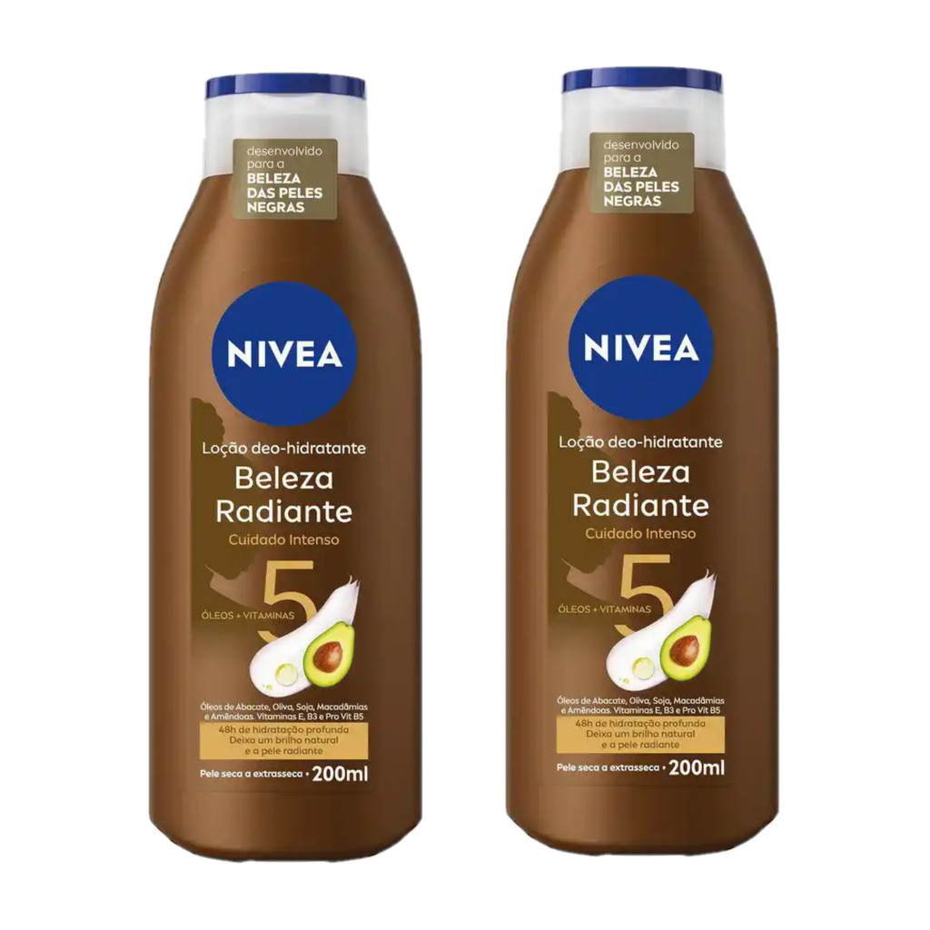 Kit 2 Loçao Deo-Hidratantes Nivea Beleza Radiante Cuidado Intenso 200ml em Oferta na Shopee