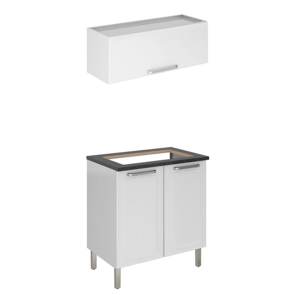 Kit Cozinha Itatiaia Tarsila Balcão Para Cooktop 5 Bocas com Armário Aéreo Branco em Oferta na Shopee