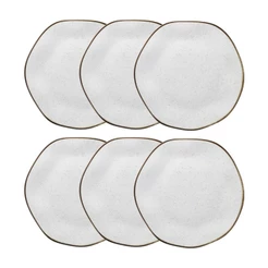 Conjunto 6 Pratos Rasos 22,5 cm Ryo Maresia Porcelana Oxford