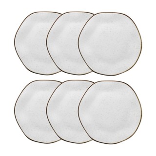 Conjunto 6 Pratos Rasos 22,5 cm Ryo Maresia Porcelana Oxford em Oferta na Shopee
