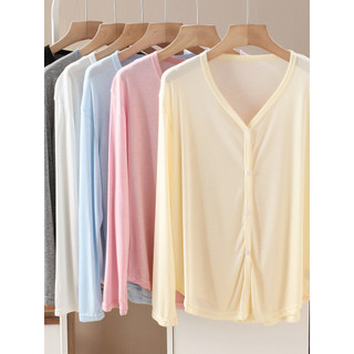 Suave estilo preguiçoso com decote em V Cardigan feminino estilo fino solto All-Match protetor solar camisola jaqueta bo