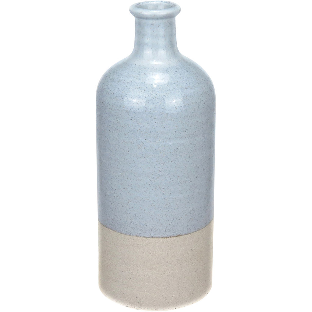 VASO DECORATIVO ENFEITE PLANTA APARADOR GARRAFA CERÂMICA 30x12x12cm CINZA