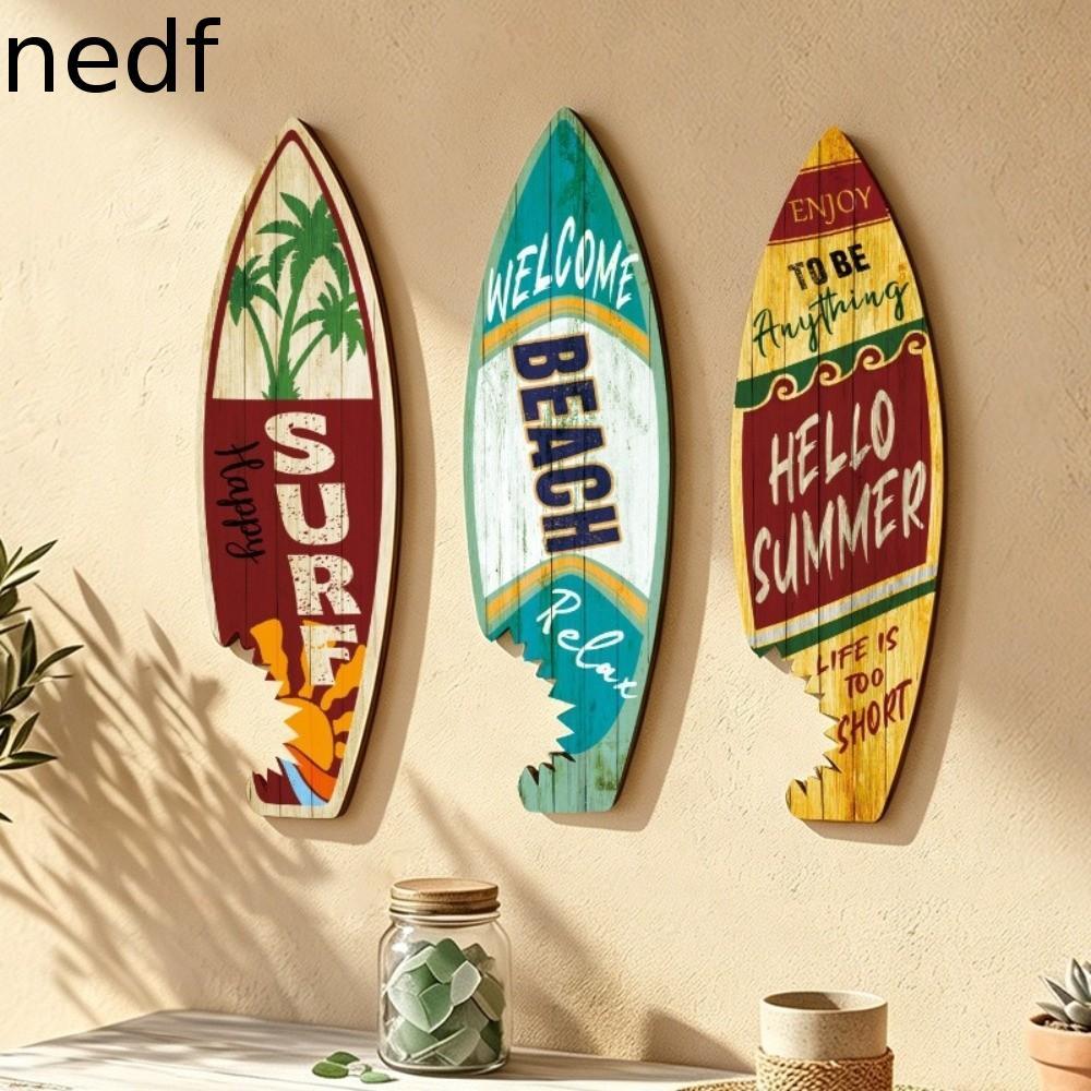 NEDFS 3 Peças De Decoração De Prancha De Surf De Praia , Com Estampa Vintage Tema Suspensão De Parede , Estilo Havaiano