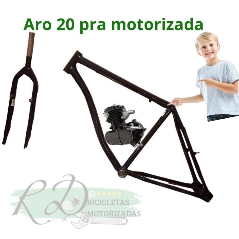 quadro de bicicleta aro 20 + garfo p/ bike motorizada RD