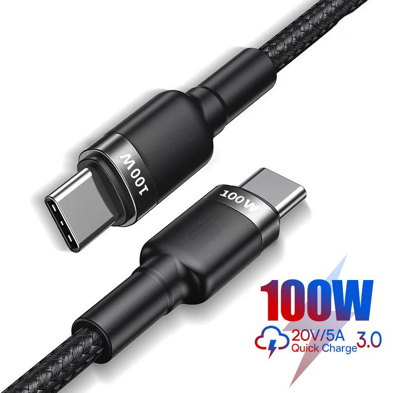 Cabo de Carregamento Rápido PD USB-C para Tipo C 100W (QC 4.0) | Para iPhone 17, Xiaomi, Samsung e MacBook