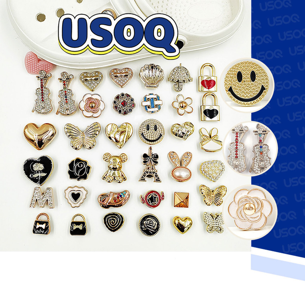 USOQ Cartoon Ouro Ornamento Caverna Sapato Fivela DIY Acessórios Croc Charme Botão