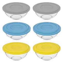 Tigela Marinex Plus 3L Grande 30833 com Tampa| Cores Sortidas - Embalagem com 6 Peças