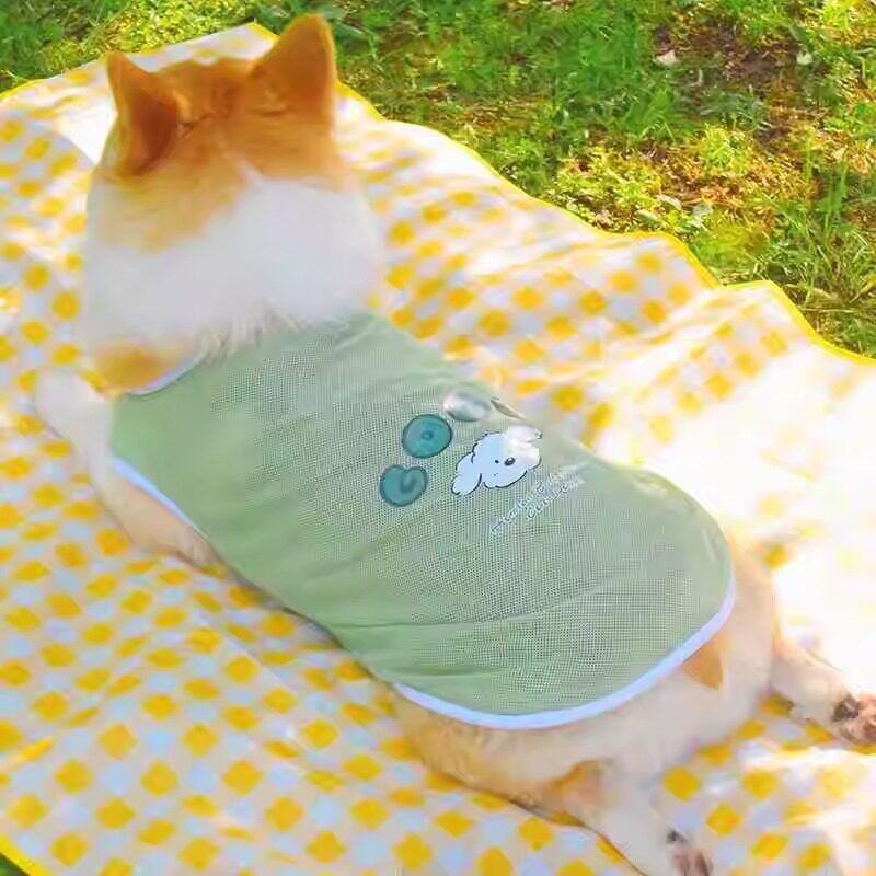 Shiba Inu Corgi Teddy pequeno tamanho médio roupas para cães verão colete fino anti-fiapos protetor solar anti-sujeira c