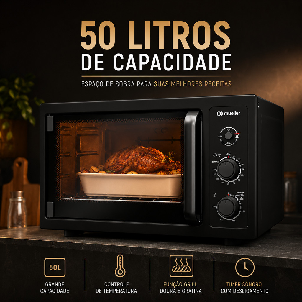 Forno Elétrico de Bancada Mueller MFB50B 50 Litros com Grill · foto 2