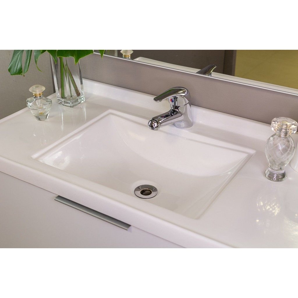 Lavatório para Banheiro de Sobrepor Retangular Mármore Sintético Branco 80cm Bari Móveis Bosi