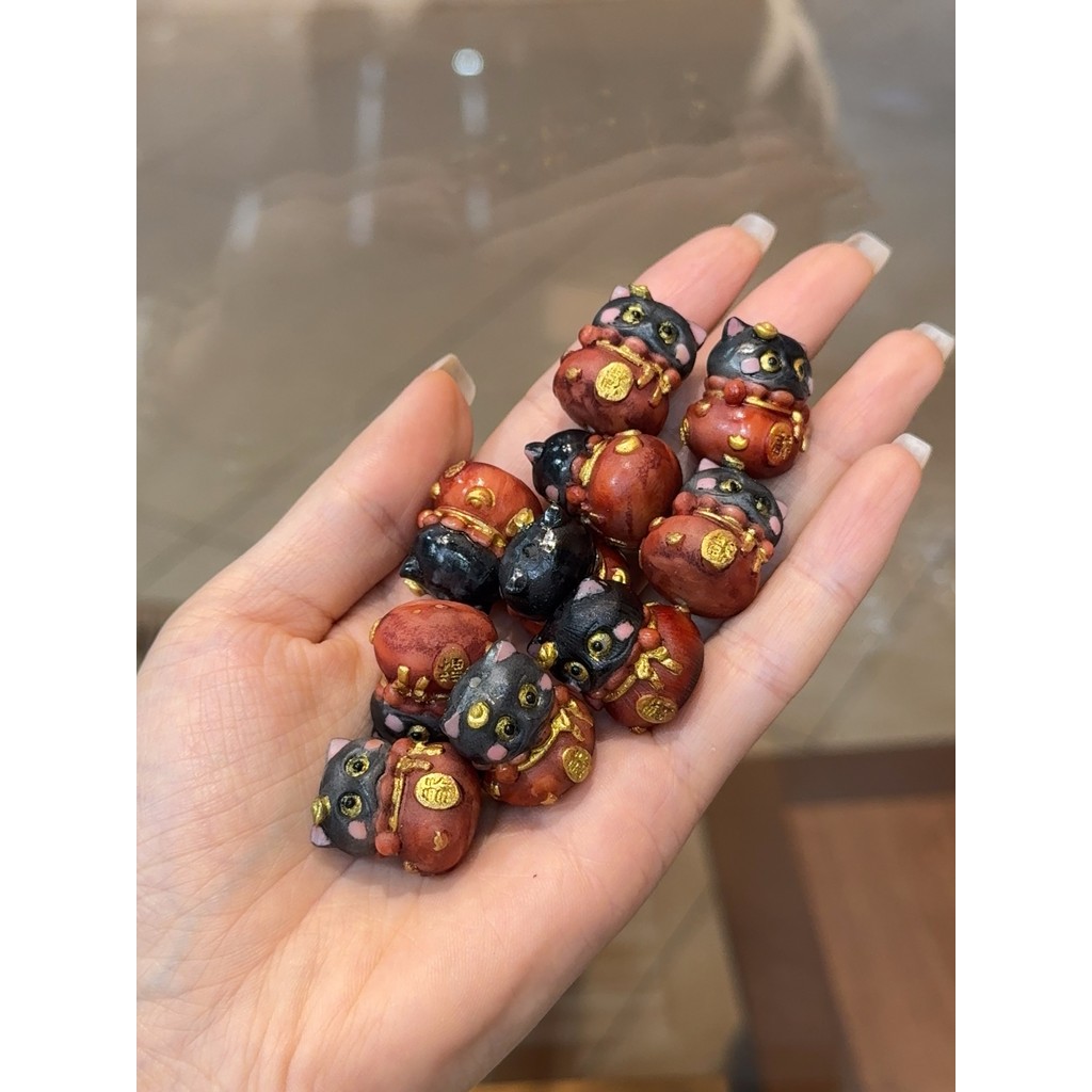 Raiz de fruta marfim com carteira de gato preto artesanal diy acessórios pulseira pingente acessórios moda All-Match S