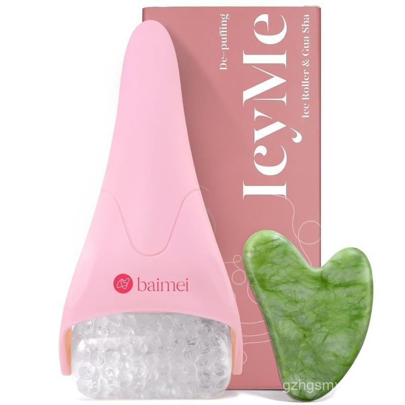 BAIMEI IcyMe Pink Ice Roller & Gua Sha –  Comfort Skincare Tools for Face Massage
