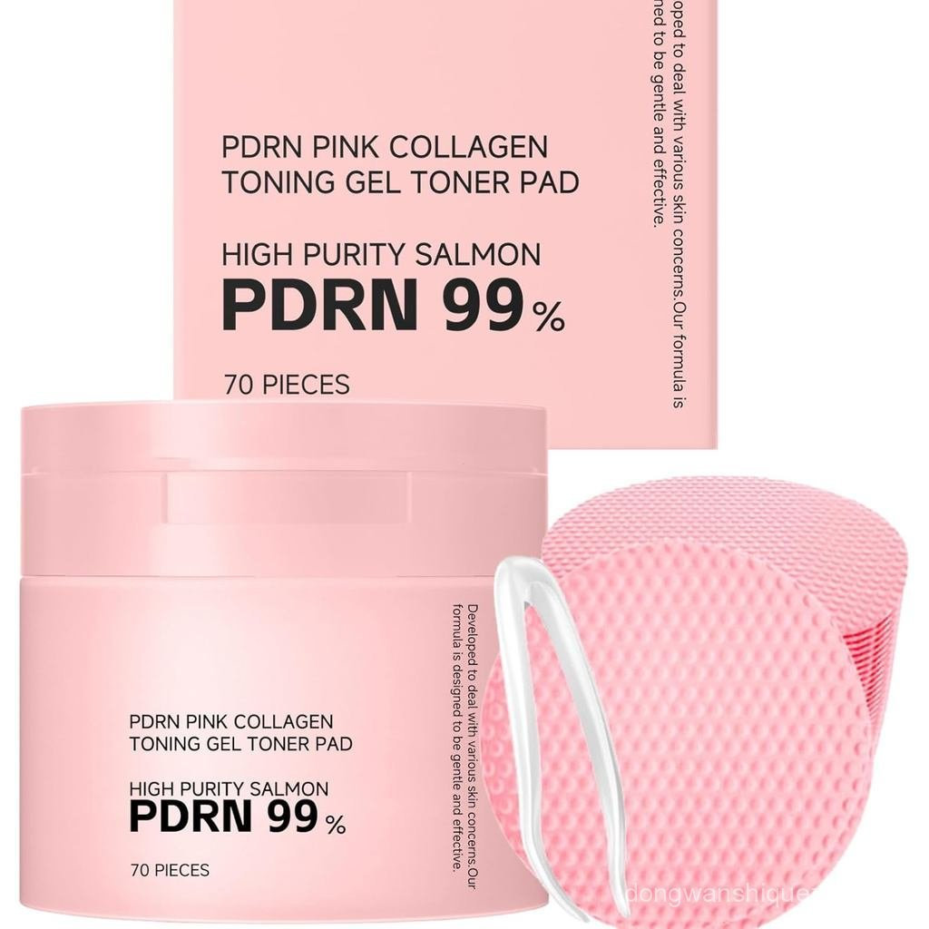 Pads de Tônico de Colágeno PDRN 99% Essência, Pad de Tônico em Gel Rosa para Firmar e Iluminar, Hidratante, Esfoliante p