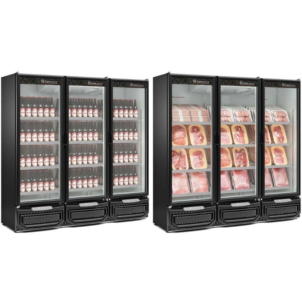 Expositor Vertical 3 Portas De Vidro Gcbc1450 Gelopar Refrigerador 1468 Litros Preto 220v A2 A1