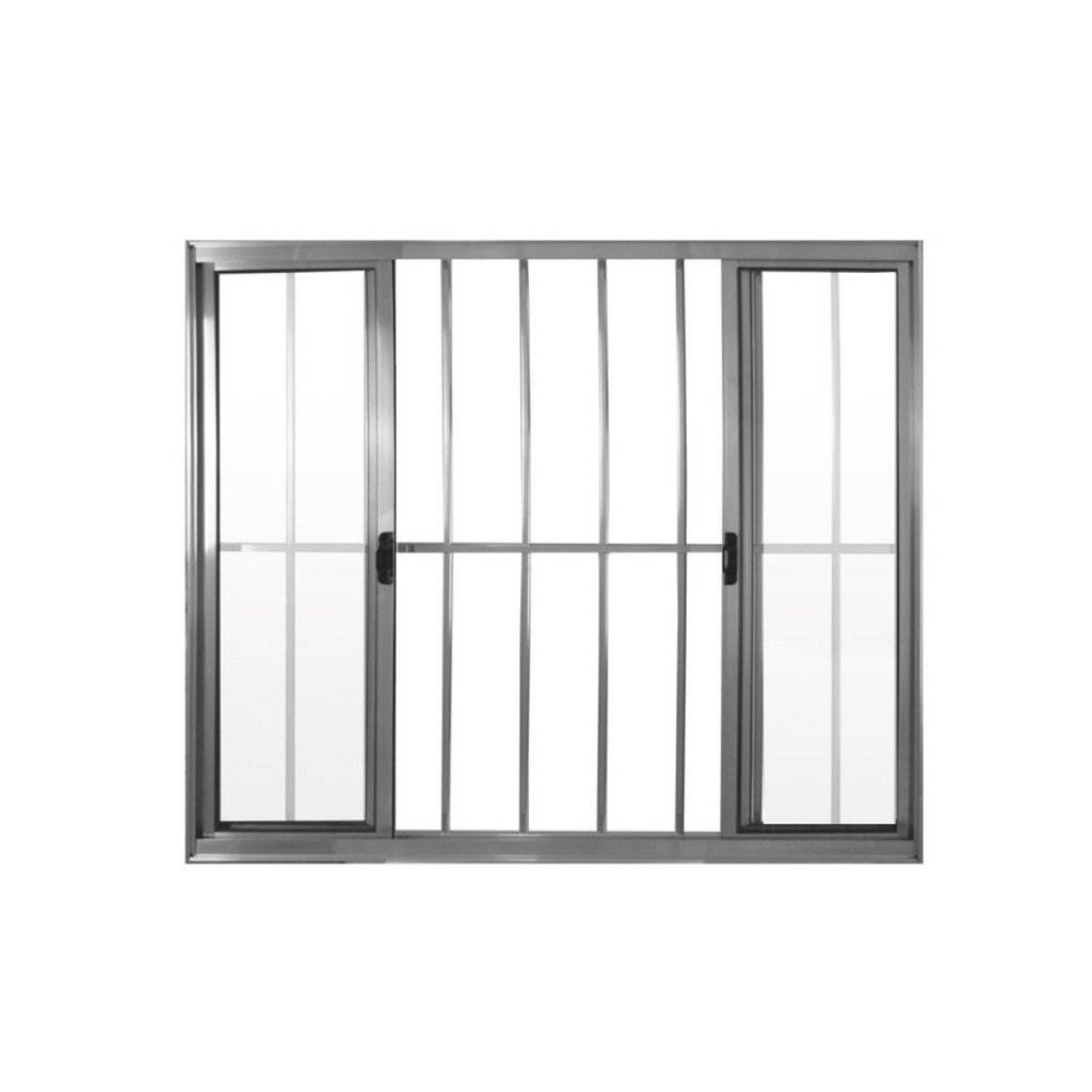 Janela de Alumínio de Correr 100x100cm 4 Folhas Grade Hale Esquadrias Prata Prata