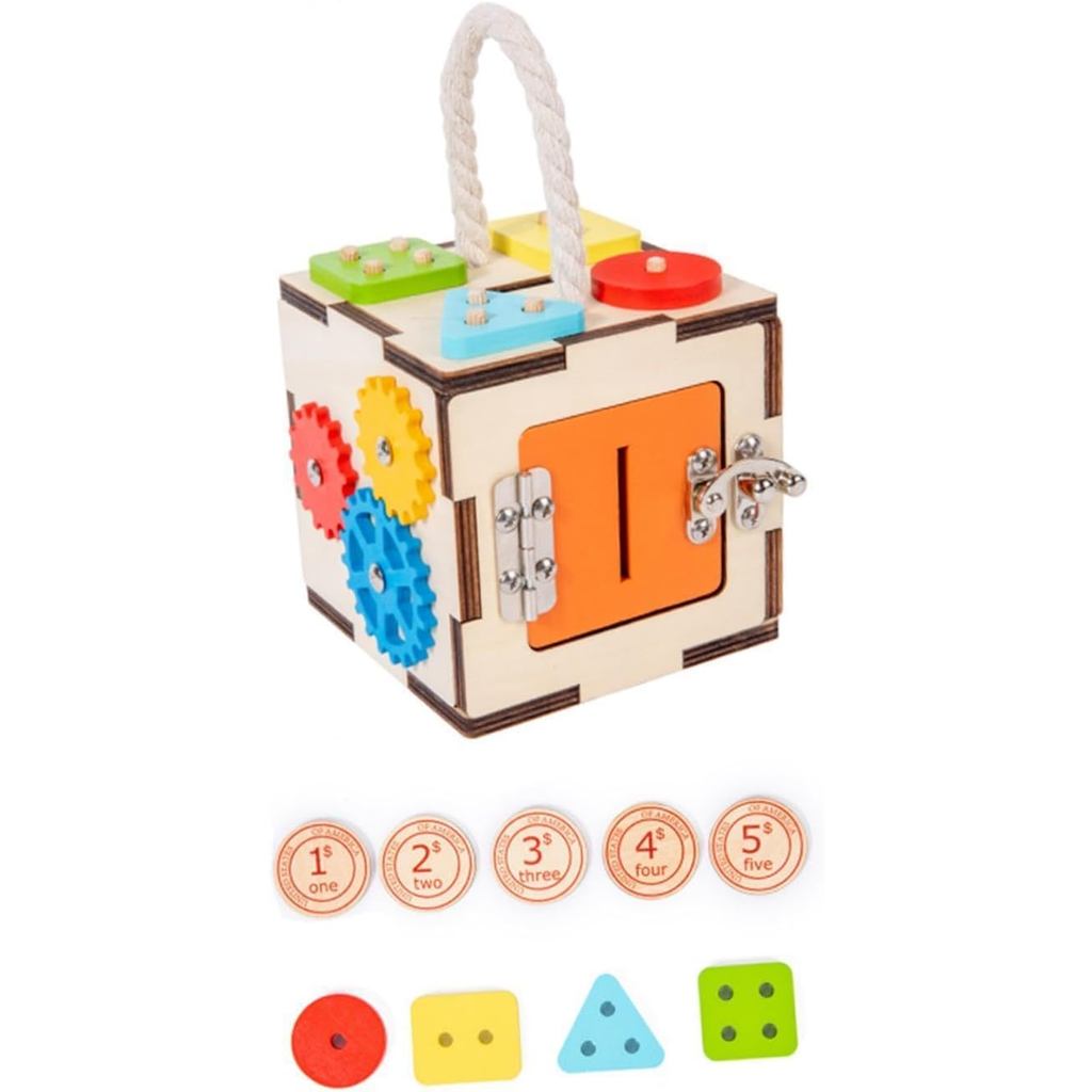 Cubo De Atividade Ocupado Brinquedo De Aprendizagem Centro De Atividades De Madeira Portátil Mão Olho Coordenação Educat