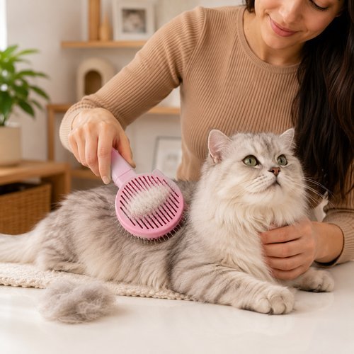 Escova Remoção Pelos Formato Gato Silicone Massageador Pelagem Pets Cores Sortidas
