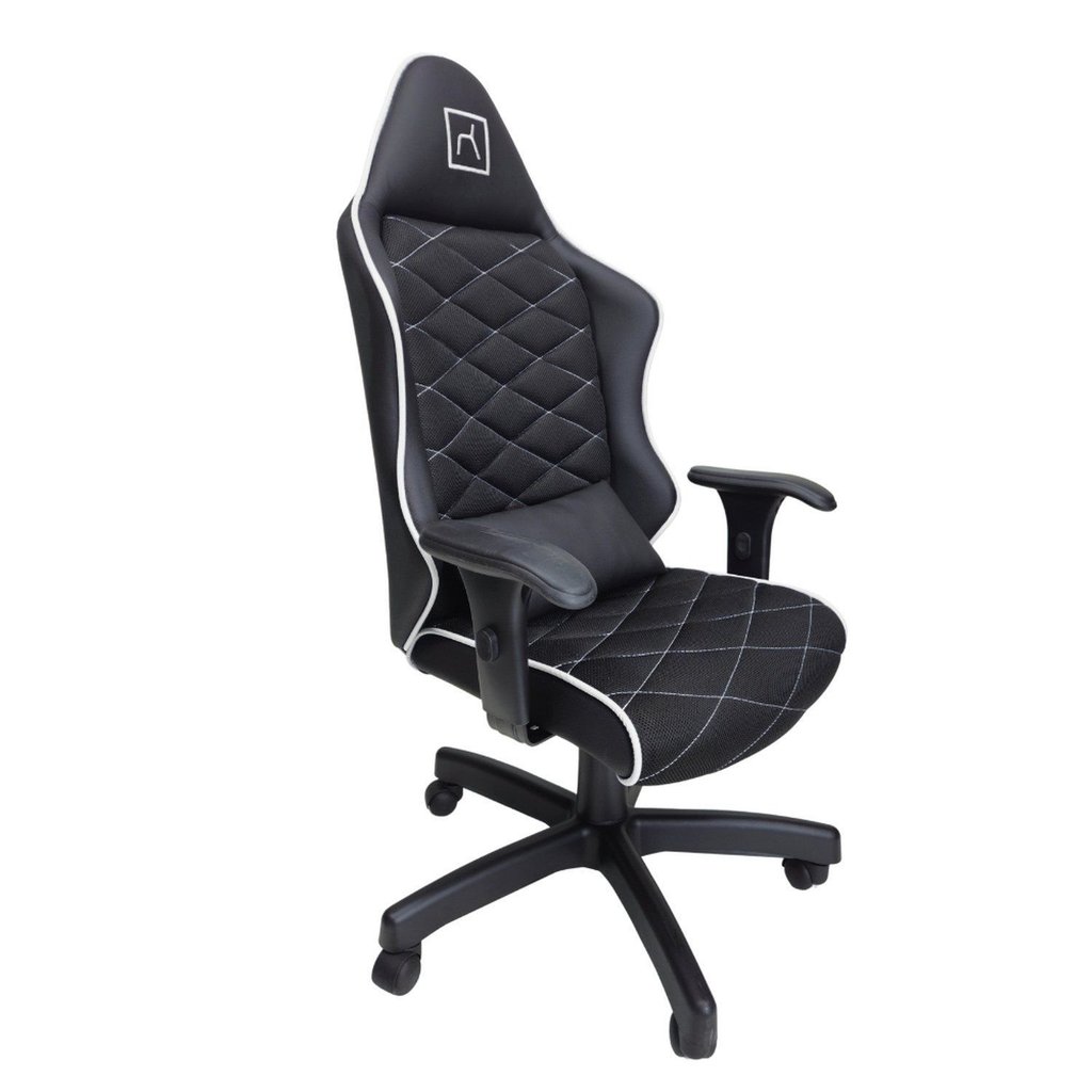 Cadeira Escritório Gamer Corino com Relax Preto/Branco Branco