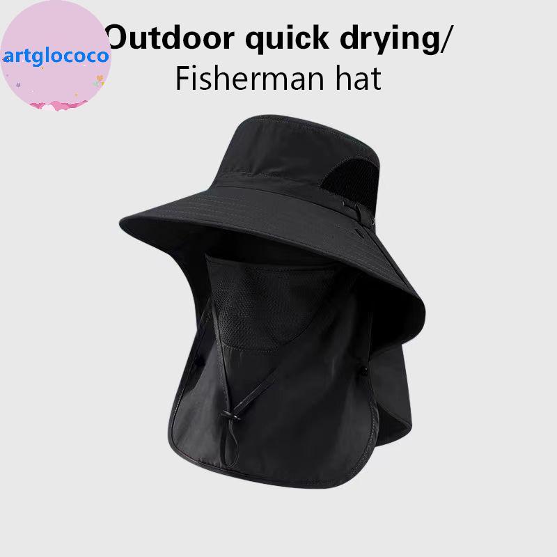 Artglococo Moda Verão Chapéus De Sol Proteção UV Pesca Ao Ar Livre Boné Aba Larga Respirável Removível Chapéu De Pescado