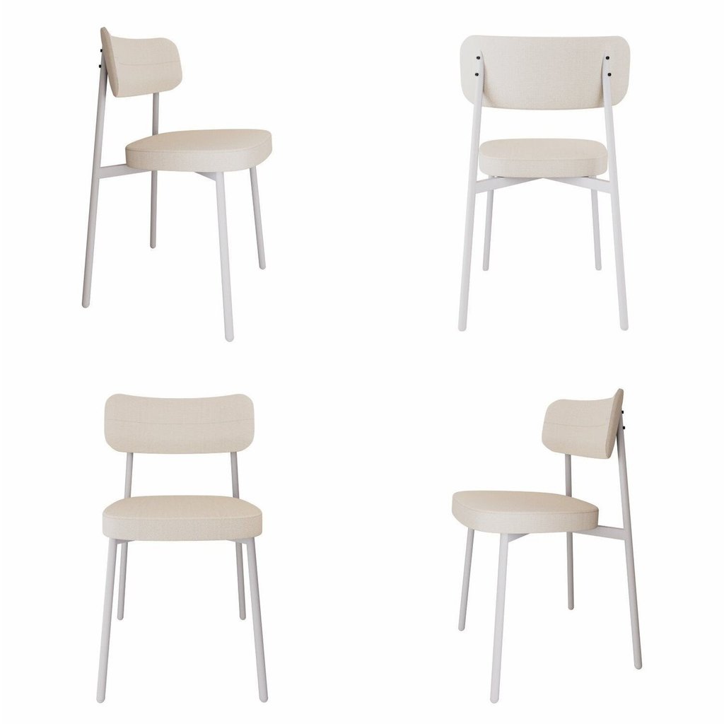 Cadeira Alloa Fixa com 4 Pés 50 x 44,7 x 83,8 cm com 4 Unidades Branco/Palha Palha