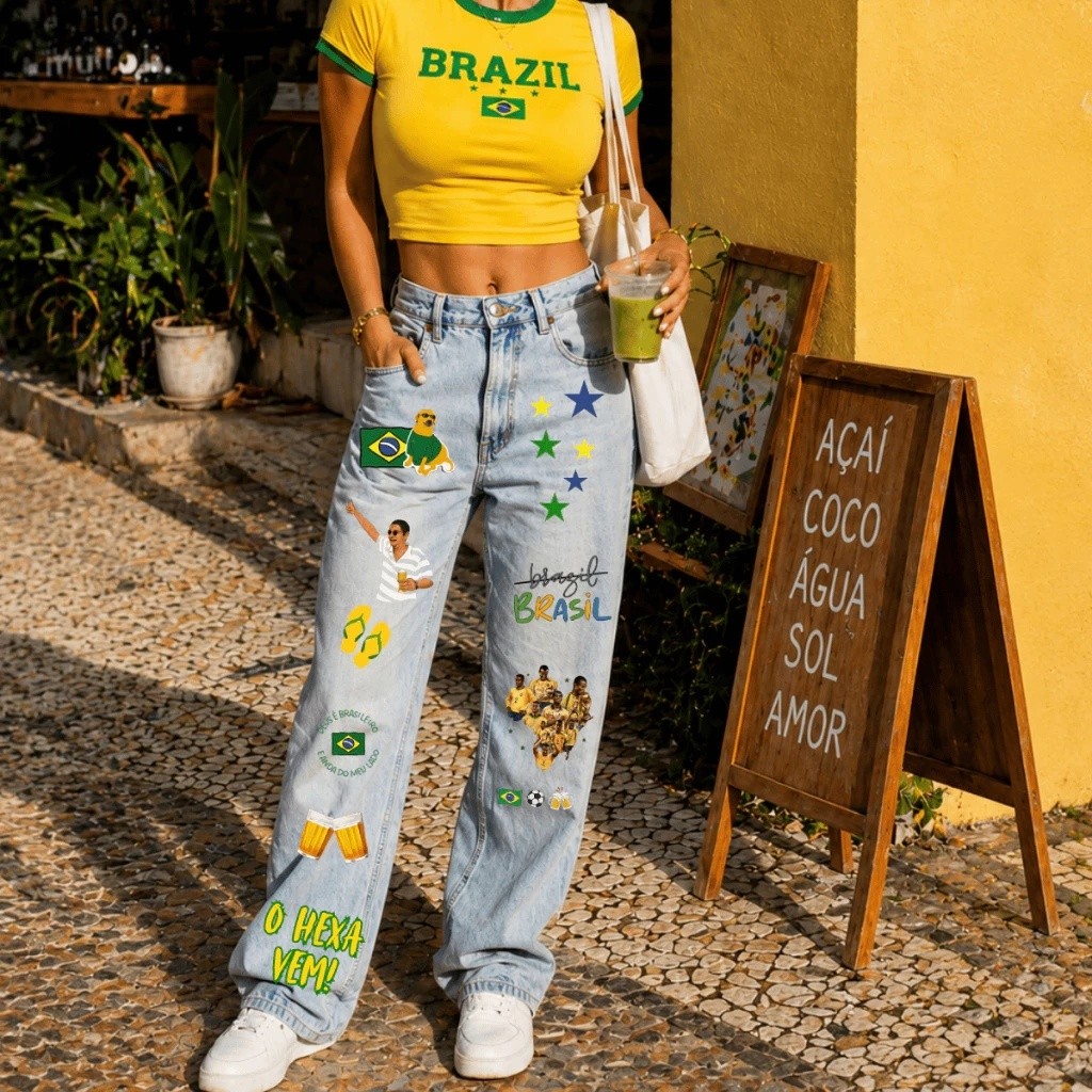 Adesivo Exclusivo DTF Copa do Mundo BRASIL | Termocolante Calça Jaqueta Camisa Uniforme Pronto para Estampar