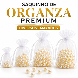 Kit Saquinhos de Organza 7x9 9x12 10x15 13x18 30x40 Branco Para Festa Casamento saco