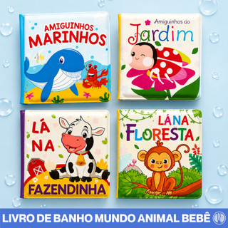 Livro de Banho Infantil Educativo Mundo Animal Bebê 