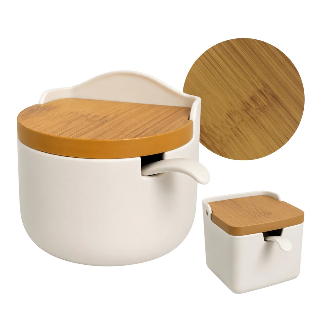 Porta Temperos Saleiro Premium em Plástico Resistente Visual Cerâmica com Colher Inclusa — imagem 1