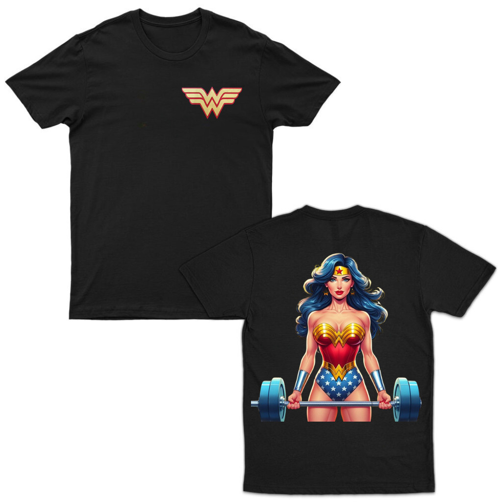Camiseta Feminina Oversized Mulher Maravilha Academia Peso Treino Cross Blusão Premium