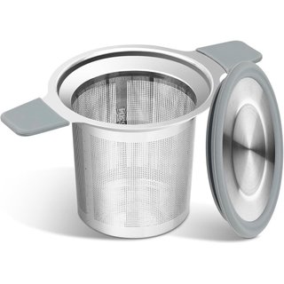     Coador de chá de dupla face ZPUFAW, equipado com tampa e camada de isolamento de silicone para evitar queimaduras, f