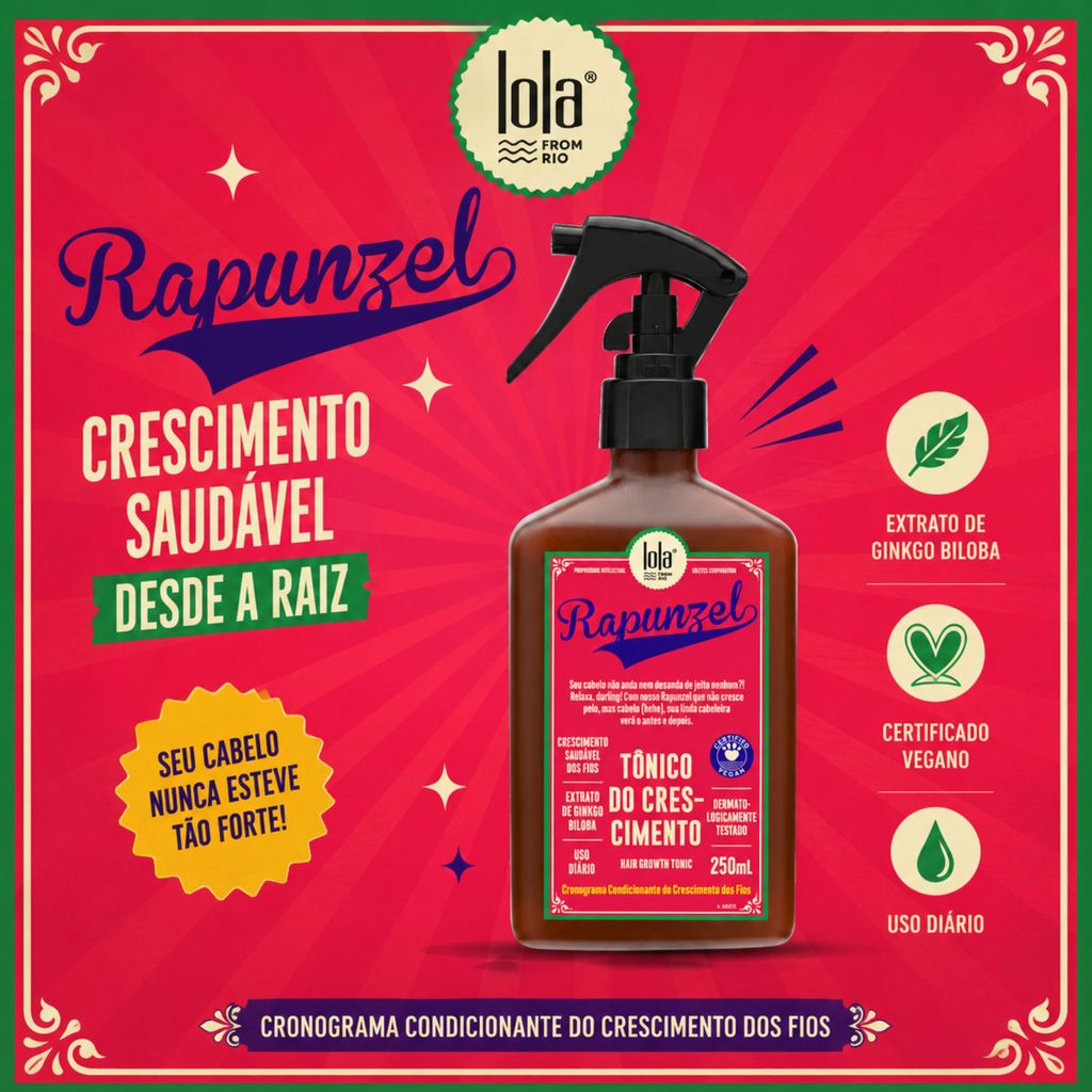 Tônico Rapunzel 250ml Lola Cosmetics | Crescimento e Força dos Fios