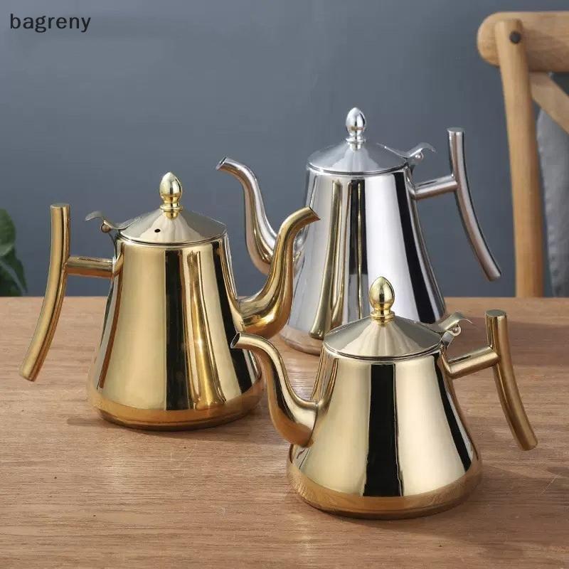 [bagreny] Bule De Chá De 1L Com Filtro Gold Thier Chaleira De Água De Aço Inoxidável Hotel Cafeteira Restaurante Fogão D