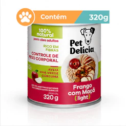 Ração Úmida Pet Delícia Frango Maçã Light Cães 320g
