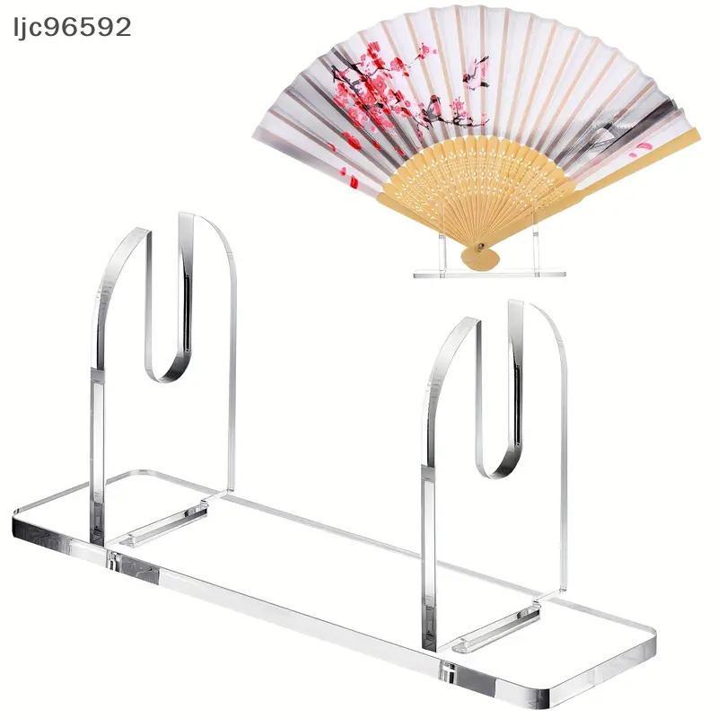 [ljc] 1/2 Unidades De Expositores De Ventilador De Acrílico Suporte Dobrável Organizador De Mesa Que Economiza Espaço Pa
