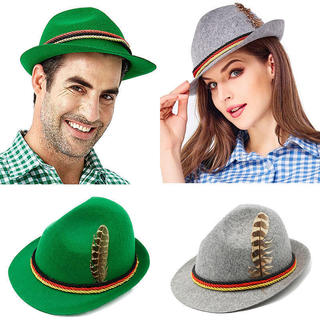 Chapéu Fedora Unissex para Oktoberfest de Munique, Chapéu Panamá Jazz com Penas, Chapéu de Fantasia WGMF