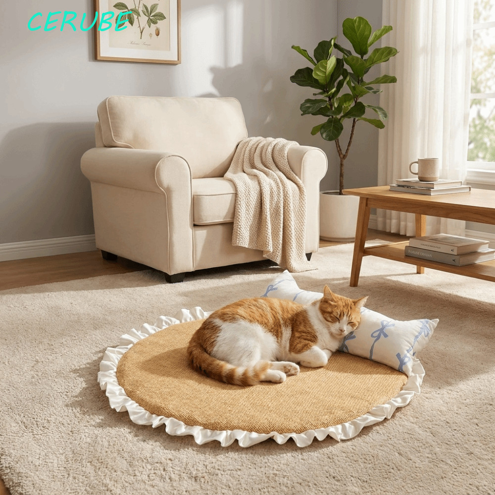 Almofada De Resfriamento Para Gatos CERUBE , Com Travesseiro , Tapete Respirável Animais De Estimação , Removível Aconch