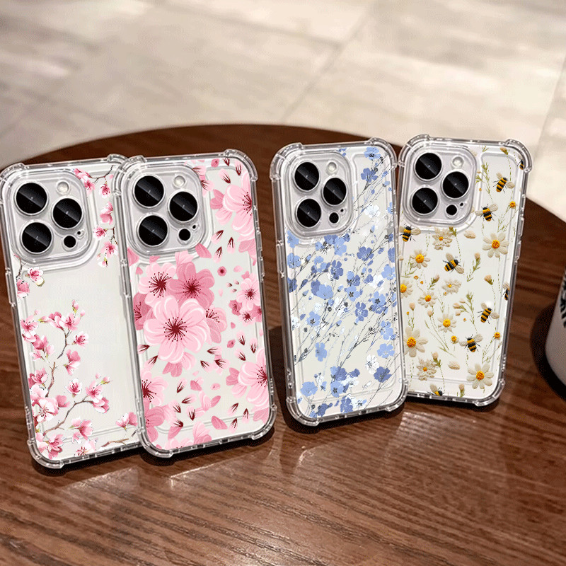 Capa De Telefone Flor Azul Lírio Rosa Para Samsung A57 A17 A07 A56 A16 A55 A06 A54 A27 A37 A13 A53 A36 A35 A34 A32 A23 A