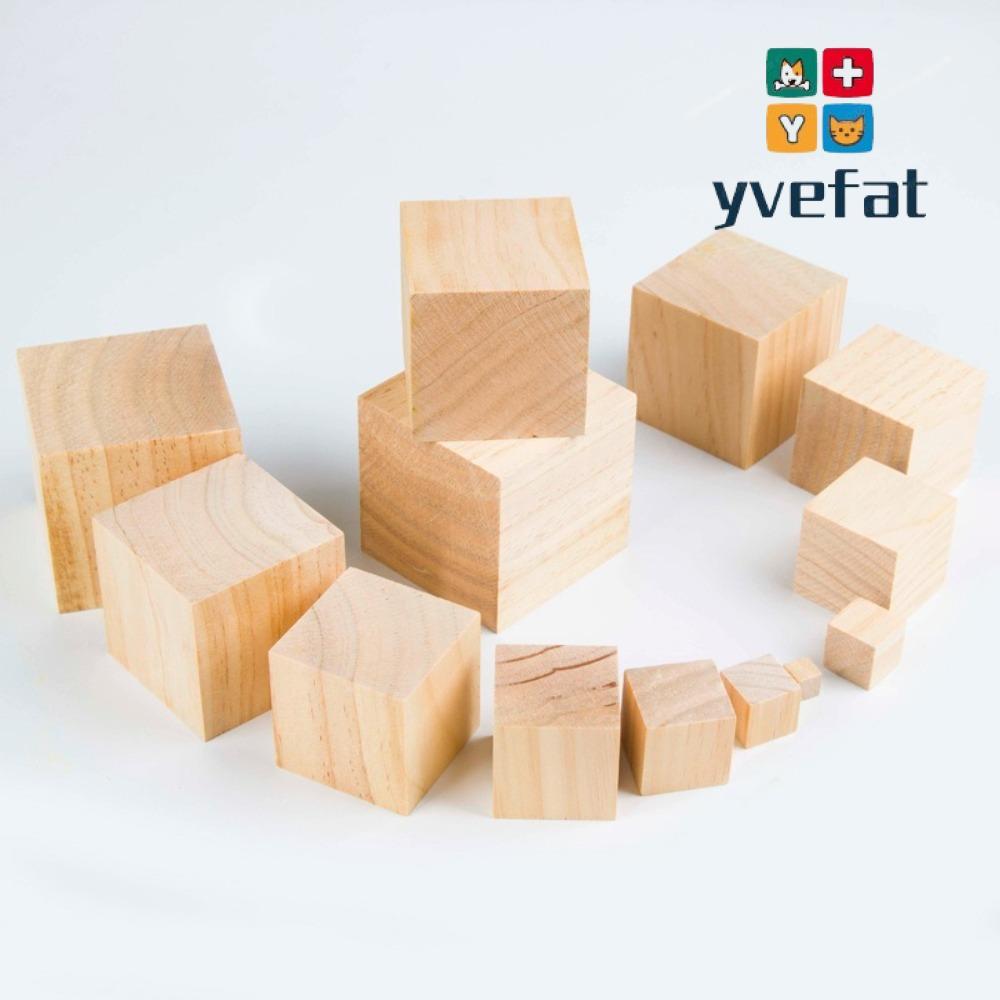 YVEFAT 10 Peças De Bloco Quadrado , De Construção , Cubo Artesanal De Madeira , Quebra-Cabeça , Material