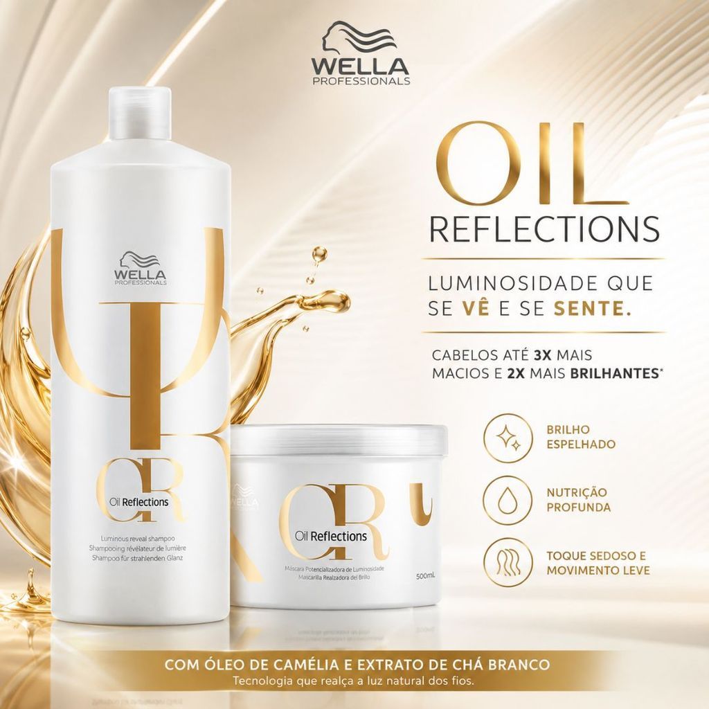 Kit Wella Professionals Oil Reflections Original | Shampoo 1L + Máscara 500ml | Nutrição e Brilho