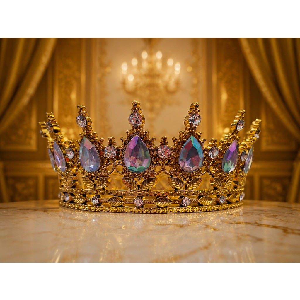 Imagem Coroa Princesa com Pedrarias Elegantes para Eventos Especiais Concurso e topo de bolo