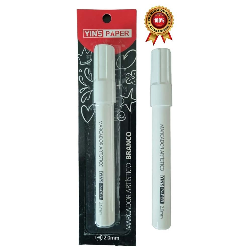 Marcador Artístico Branco 2.0mm Permanente YINS Paper em Oferta na Shopee