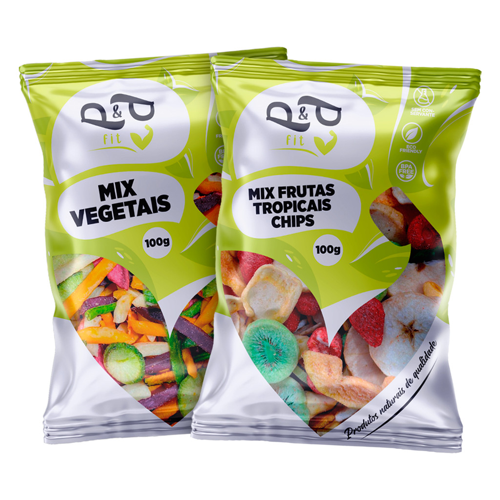 Kit Mix P&P Vegetais Desidratados e Frutas Tropicais Desidratada Liofilizadas 100g em Oferta na Shopee